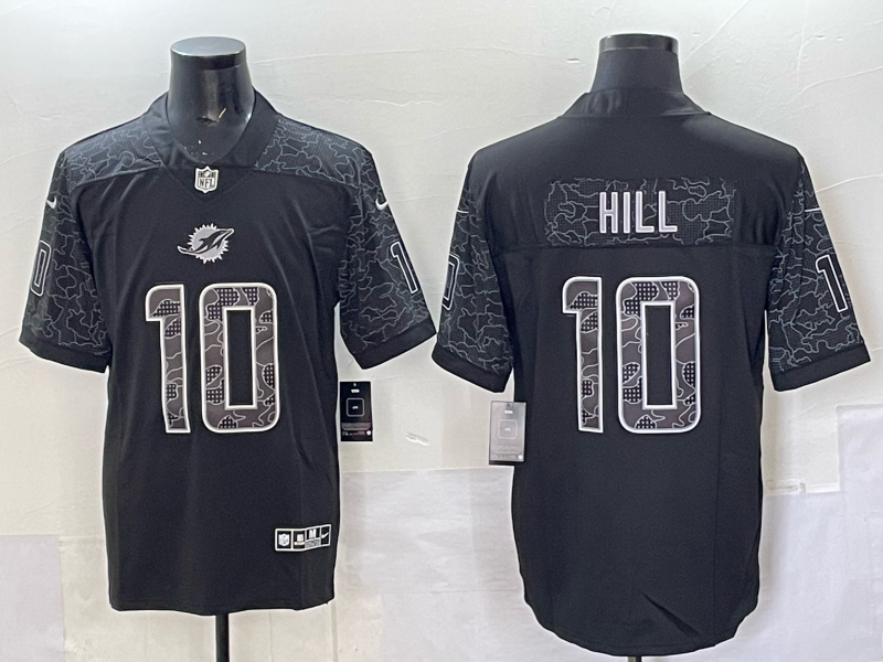 Men 2025 Miami Dolphins10 Hill black Nike NFL Jersey 02